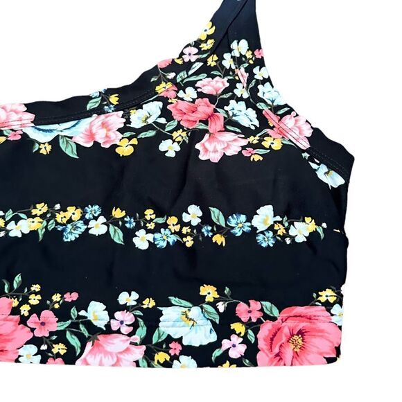 Old Navy One Shoulder Black Floral Bikini Top - Picture 3 of 5